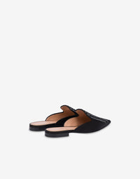 Mules Mia en satin avec broderie effet rayé - Dark Grey
