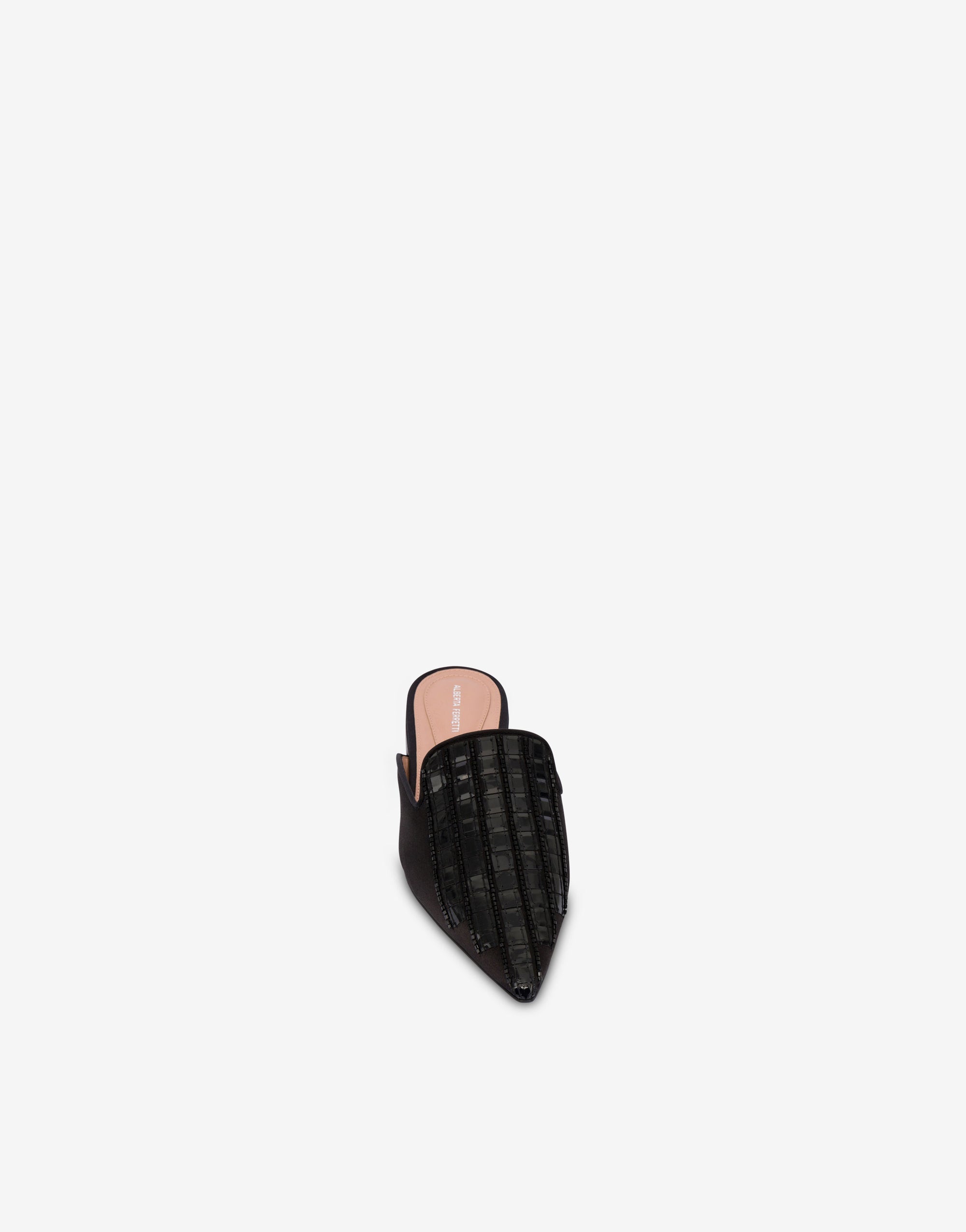 Mules Mia en satin avec broderie effet rayé - Dark Grey