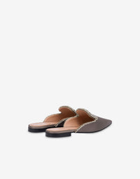 Mules Mia en satin avec broderie effet bijou - Dark Grey