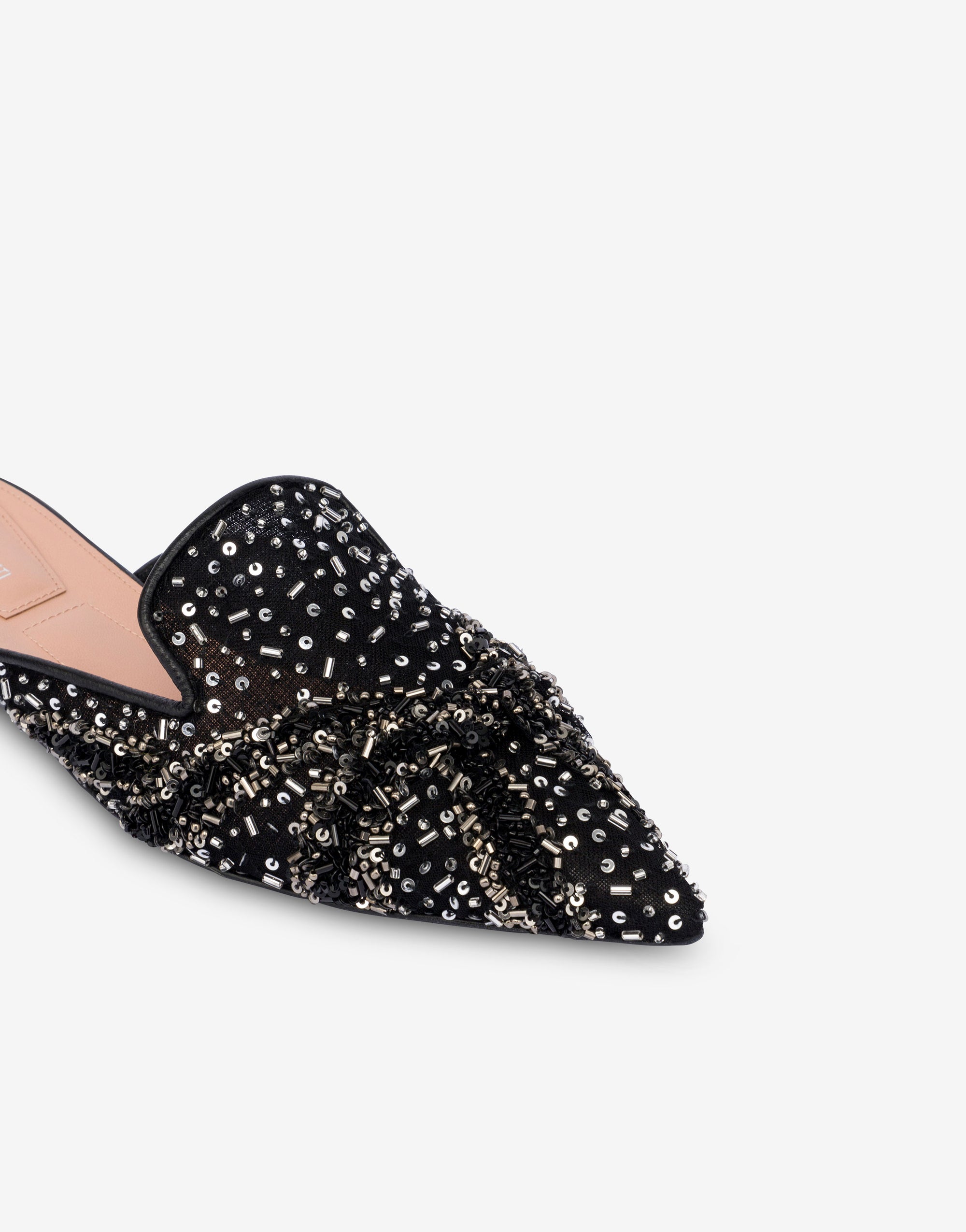 Mules Mia en filet avec sequins et perles - Dark Grey