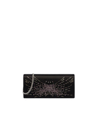 Pochette en satin avec broderie perles et strass - Dark Grey