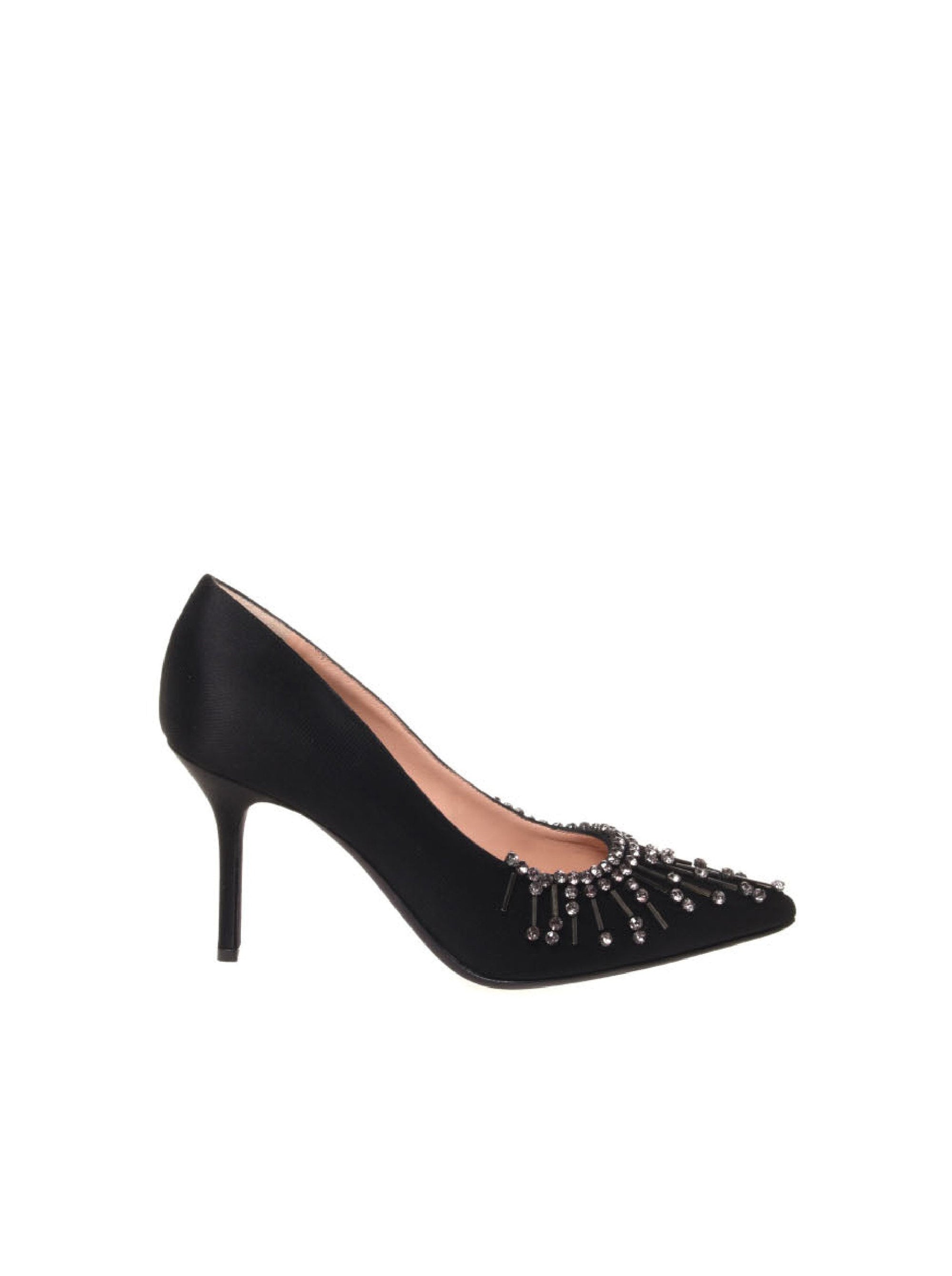 Escarpins 85 en satin avec broderie de perles et strass - Dark Grey
