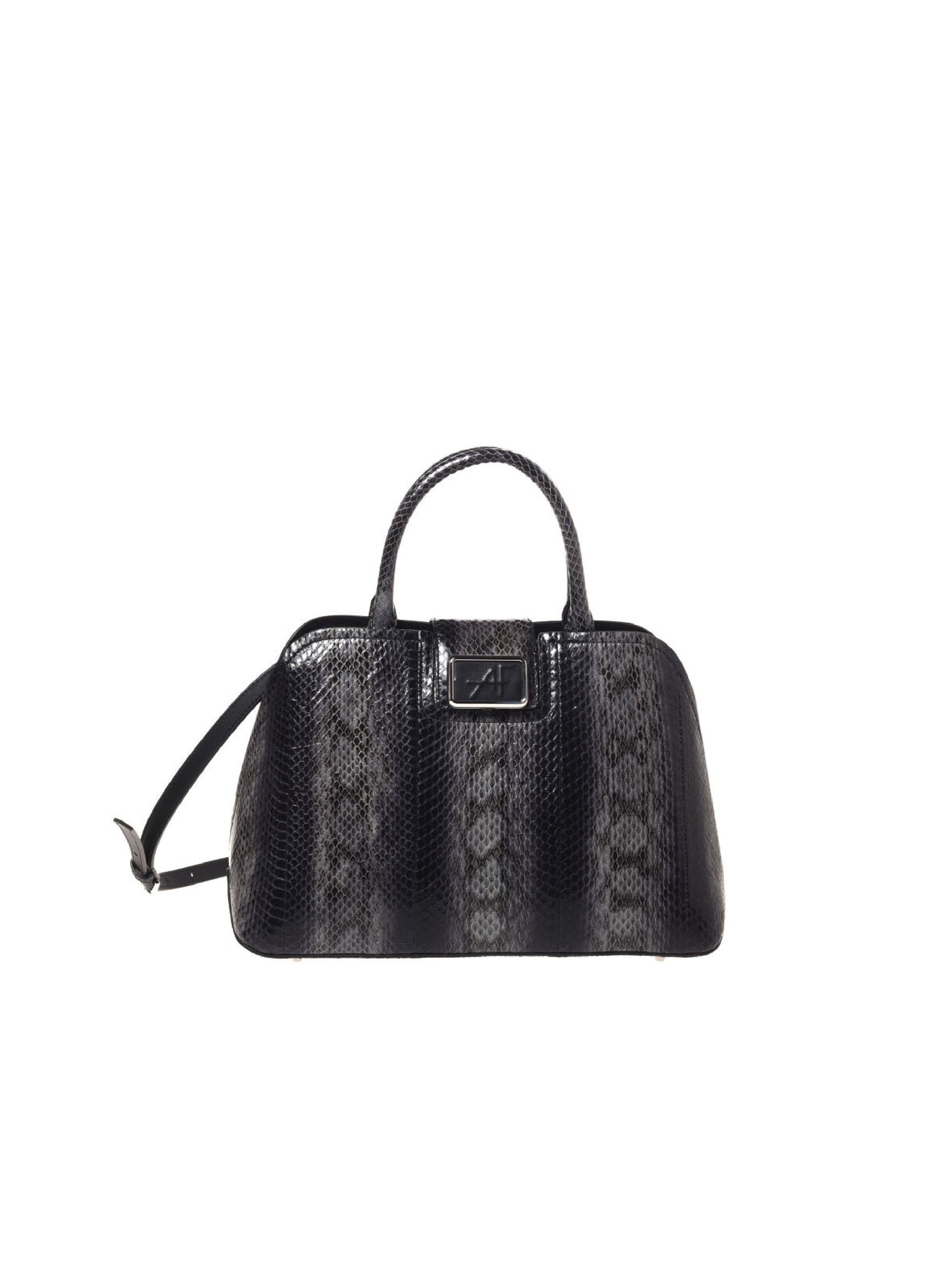 Sac à main en cuir imprimé avec silhouette structurée - Dark Grey