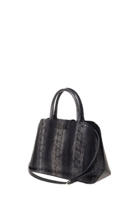 Sac à main en cuir imprimé avec silhouette structurée - Dark Grey