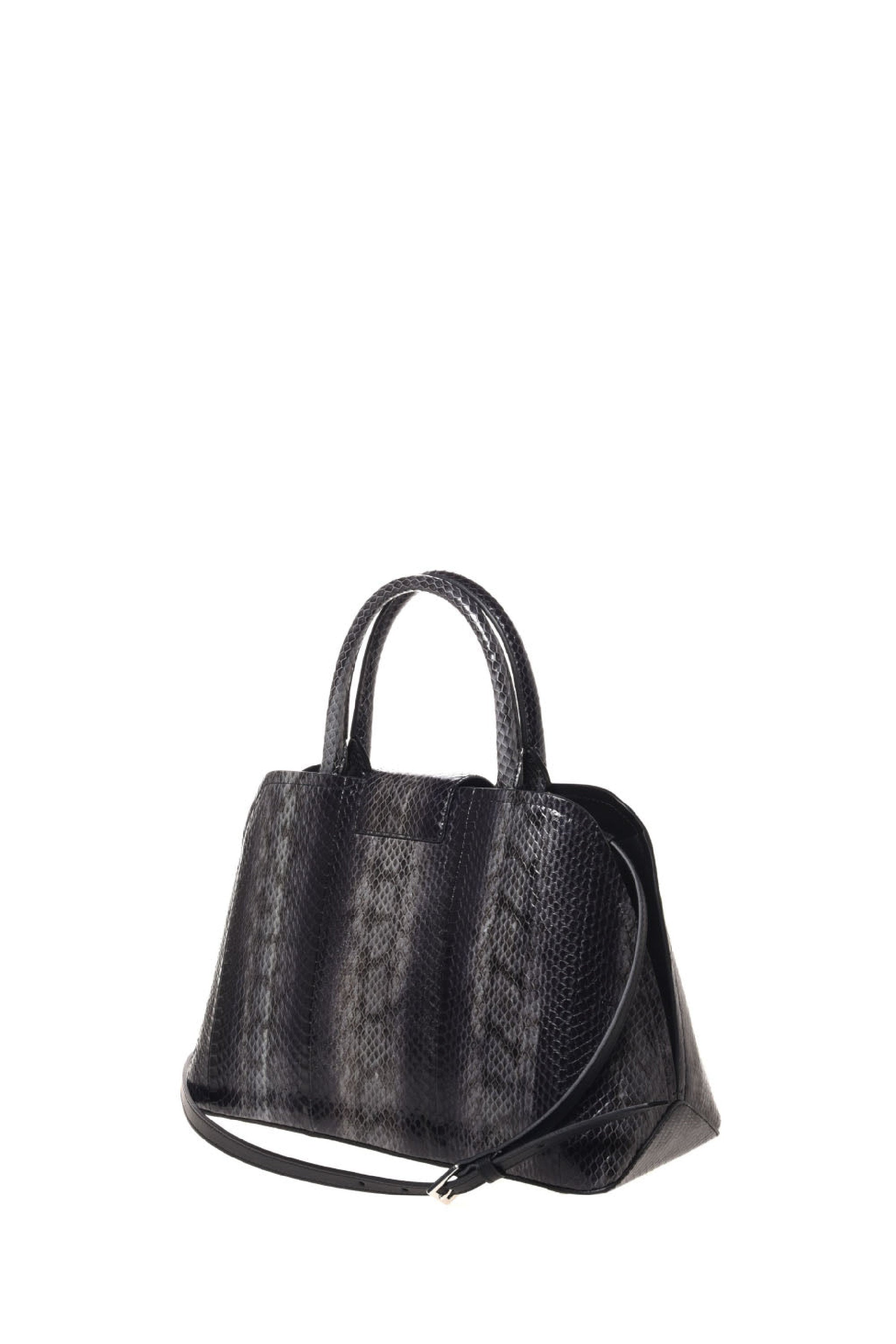 Sac à main en cuir imprimé avec silhouette structurée - Dark Grey