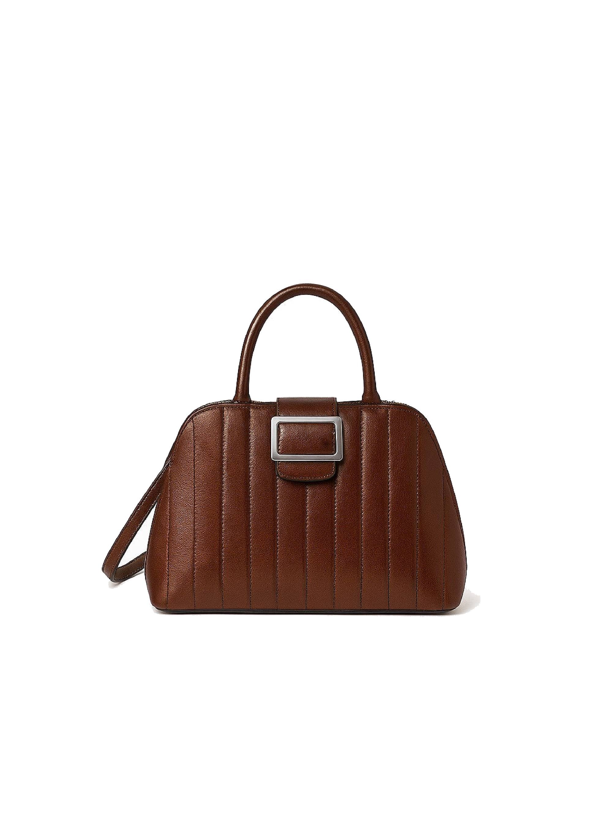 Sac à main en cuir structuré avec détail métallique - Grey