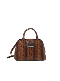Sac à main en cuir imprimé avec silhouette structurée - Brown