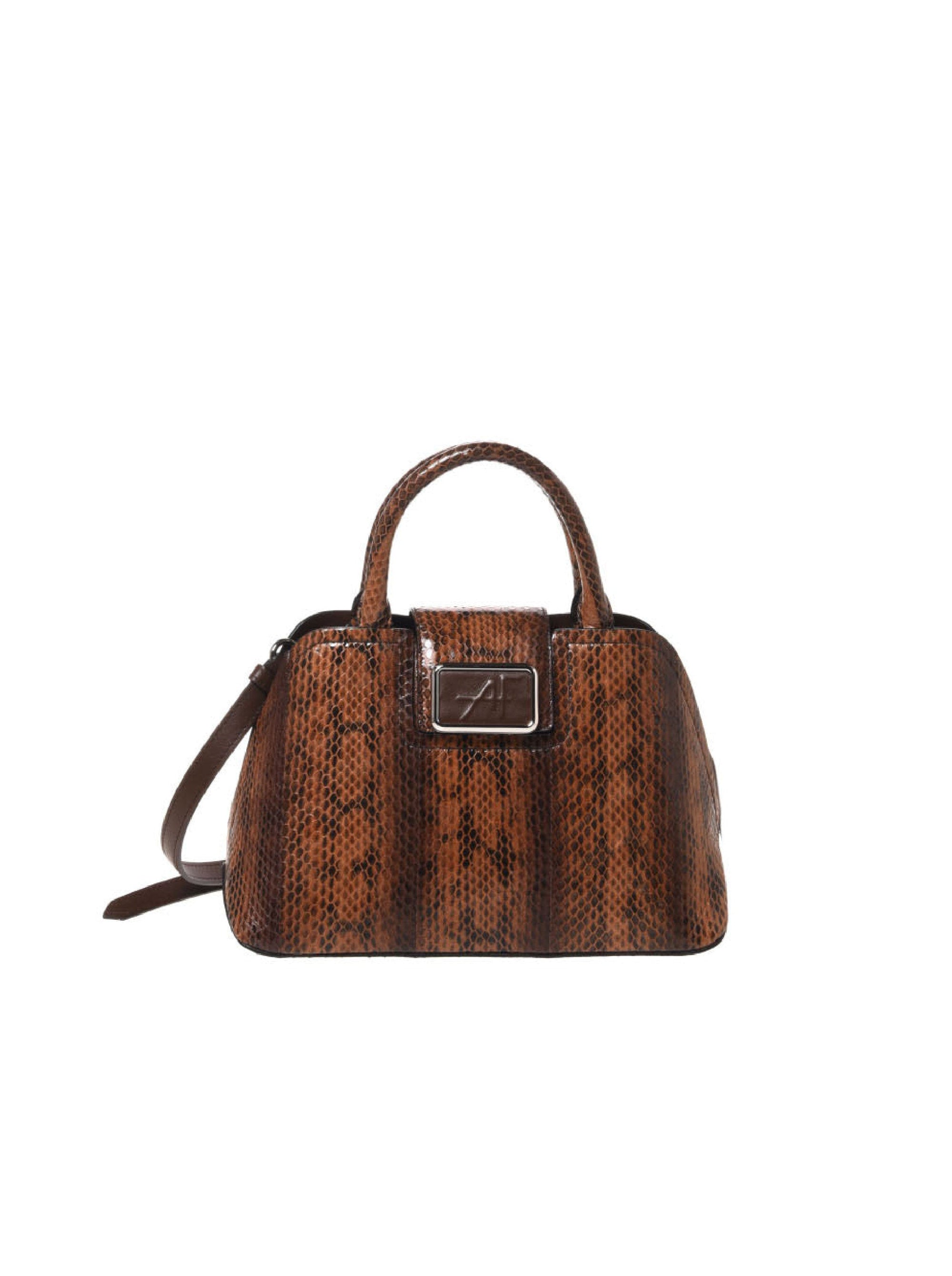 Sac à main en cuir imprimé avec silhouette structurée - Brown