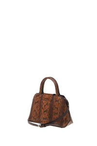 Sac à main en cuir imprimé avec silhouette structurée - Brown