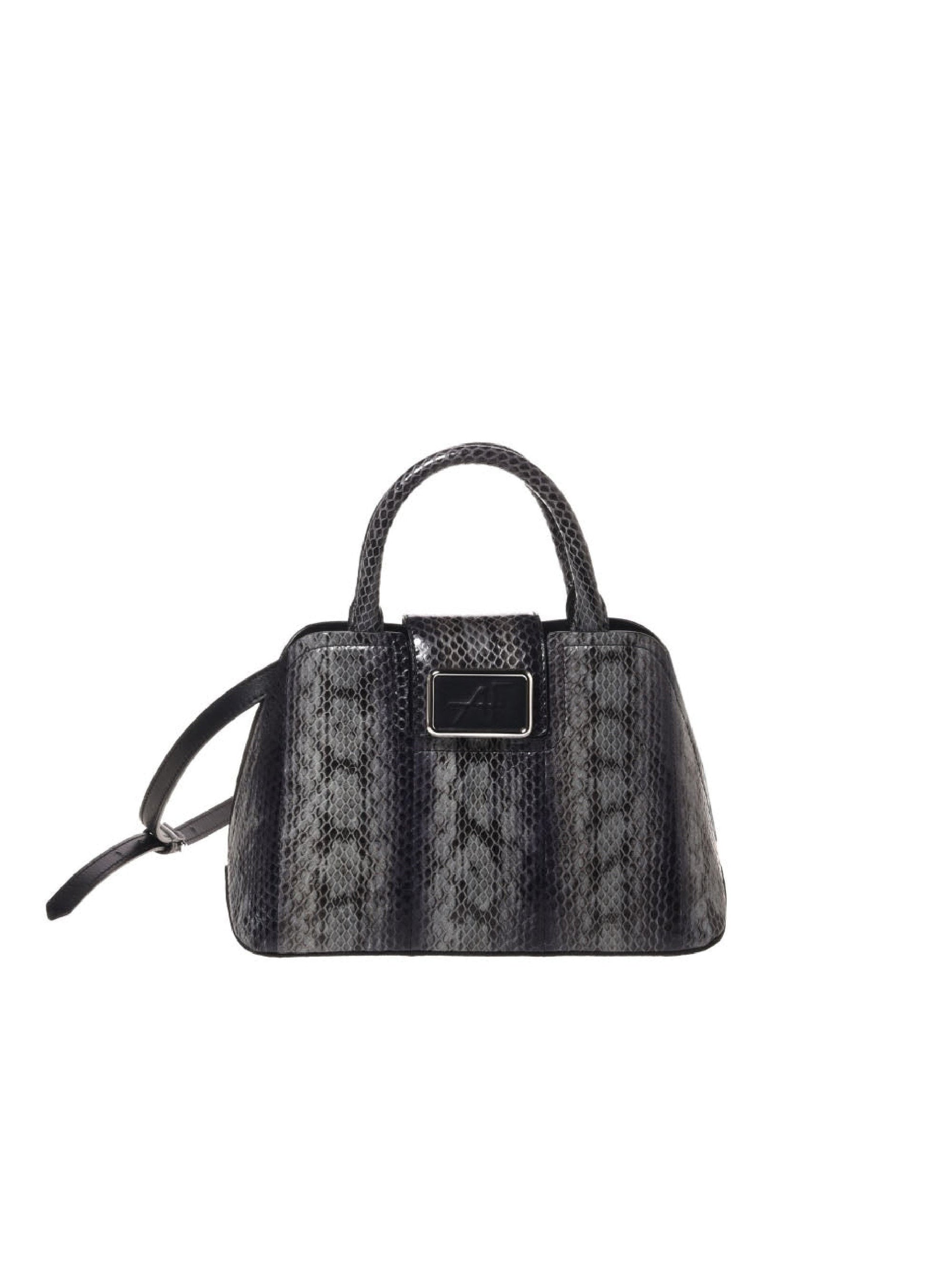 Sac à main en cuir imprimé avec silhouette structurée - Dark Grey