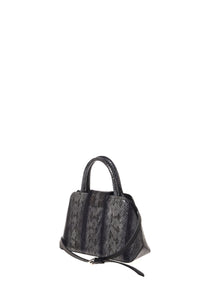 Sac à main en cuir imprimé avec silhouette structurée - Dark Grey
