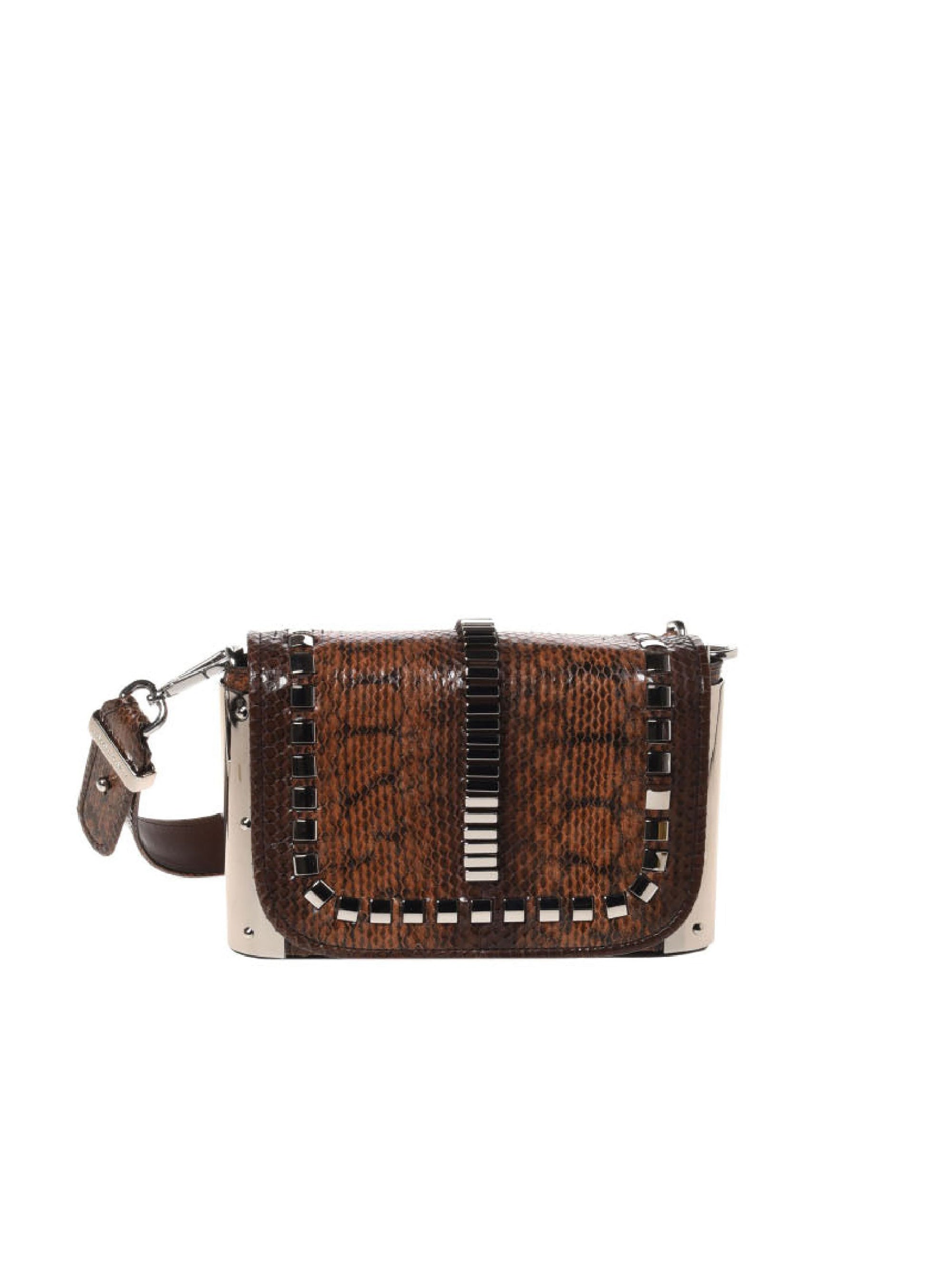 Mini sac structuré en cuir à clous métalliques - Brown