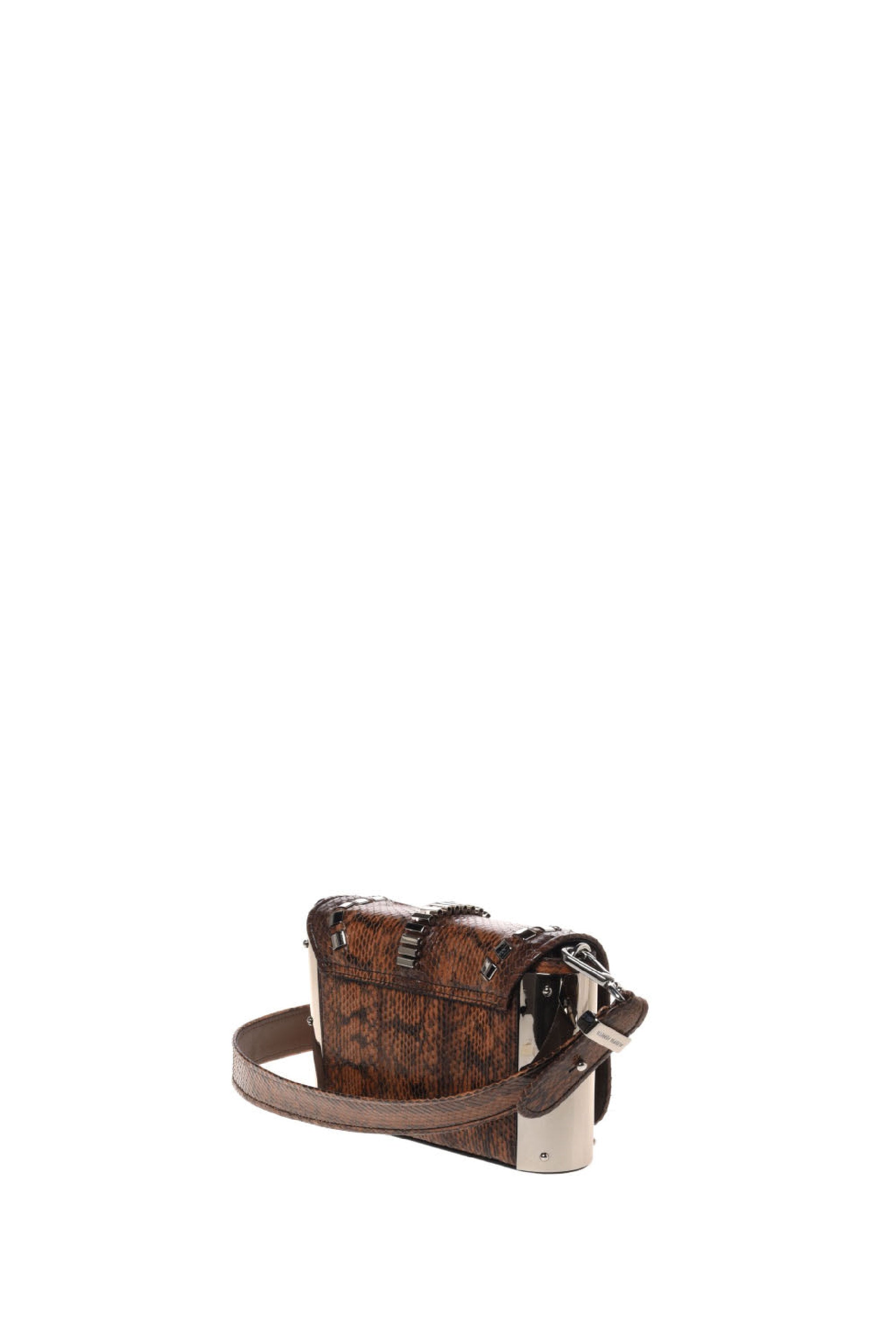 Mini sac structuré en cuir à clous métalliques - Brown