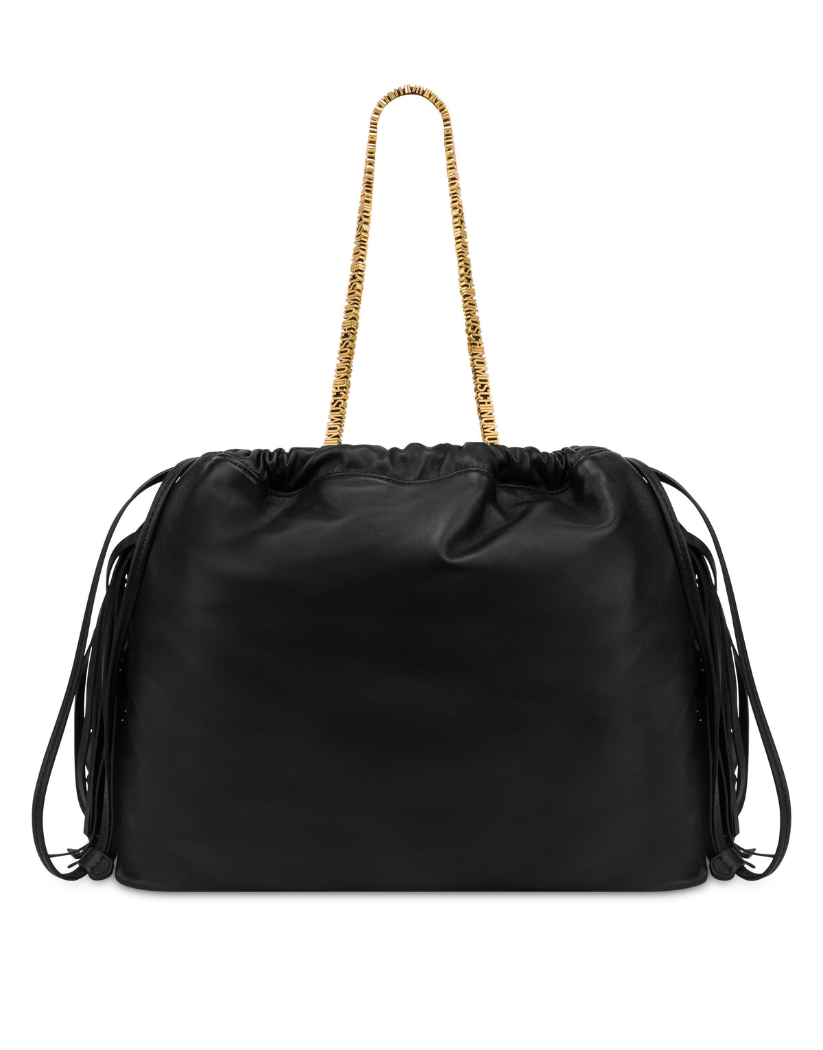 Mini Lettering shopper with fringes - Black