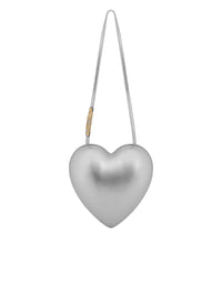 Sac à bandoulière en cuir en forme de cœur à logo - Silver