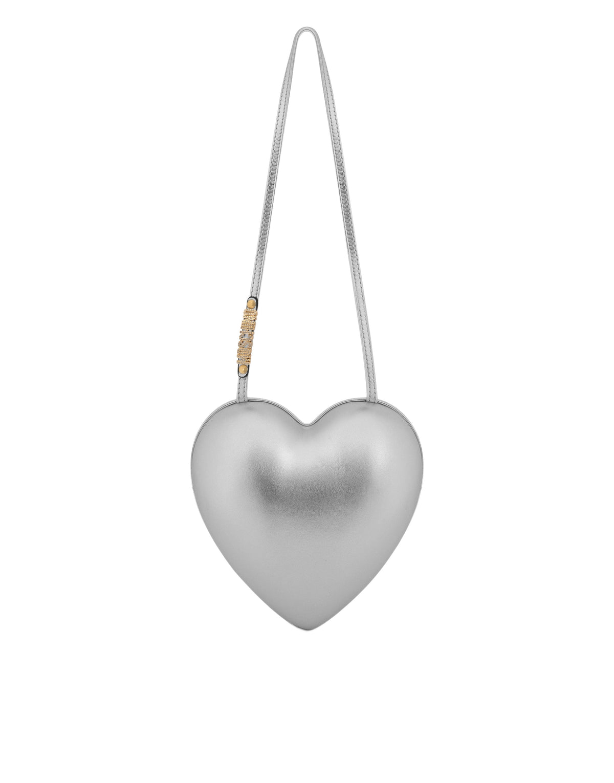 Sac à bandoulière en cuir en forme de cœur à logo - Silver