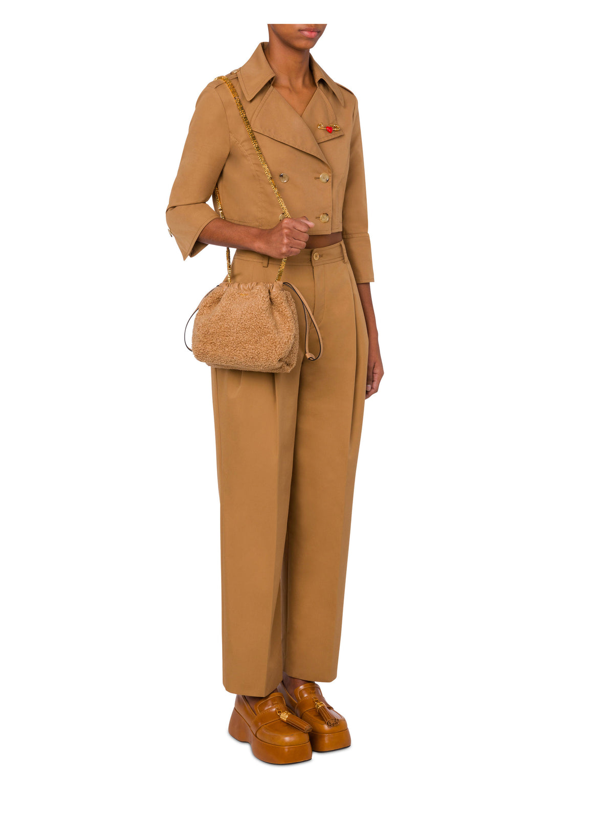 Mini Lettering Bucket Bag - Brown
