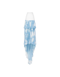 Jupe longue à traîne en soie - Blue