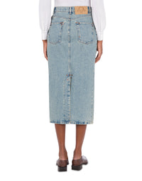 Jupe midi droite en denim - Blue