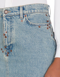 Jupe midi droite en denim - Blue