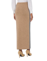 Jupe longue en laine mérinos - Beige