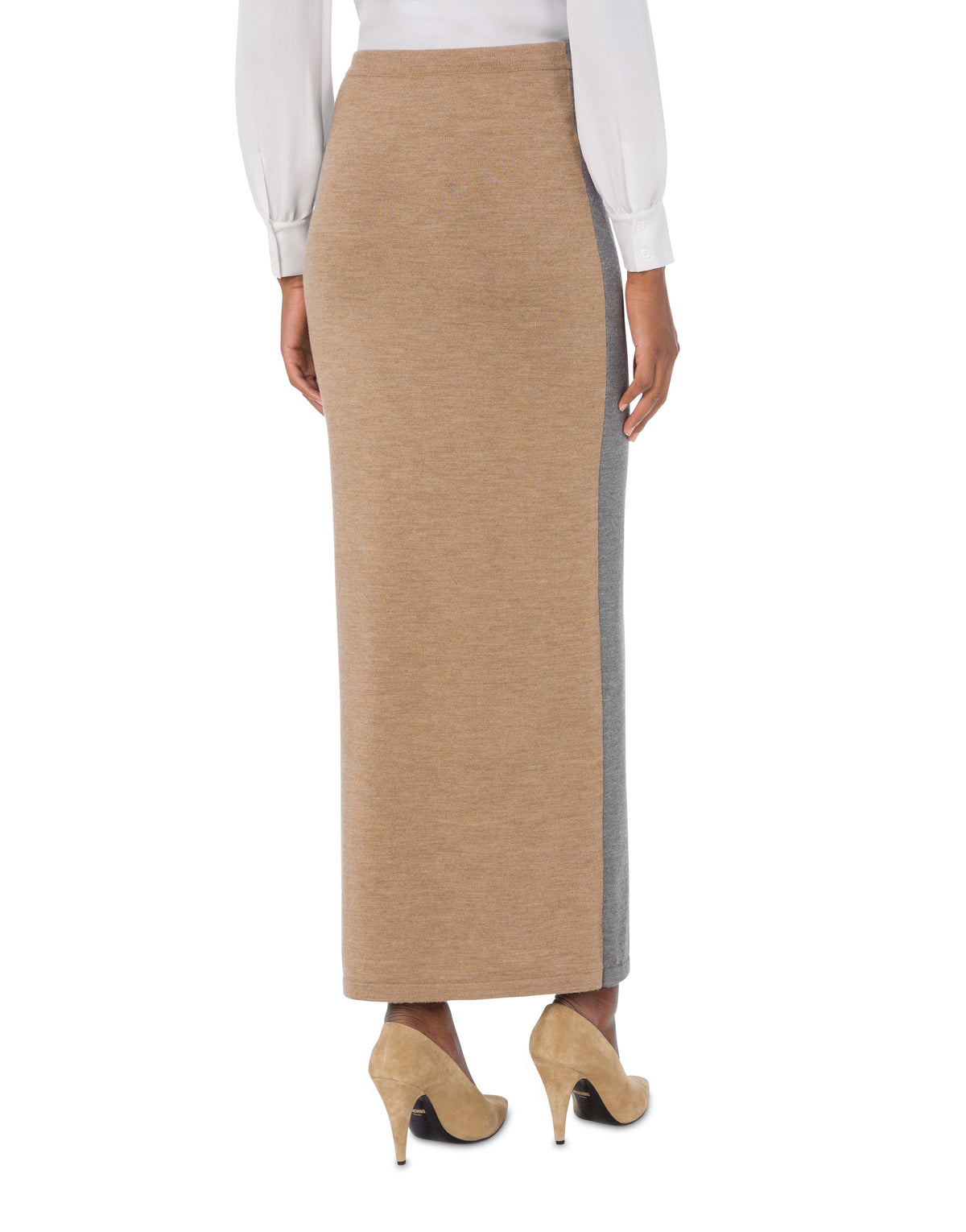 Jupe longue en laine mérinos - Beige