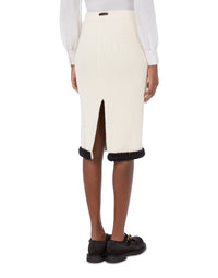 Jupe midi droite en laine - White