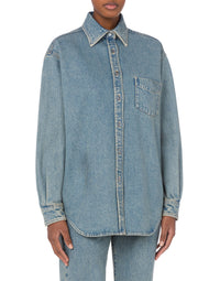 Chemise à poche en denim - Blue