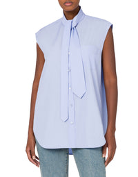 Chemise sans manches en popeline de coton - Blue