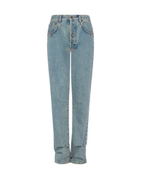 Blue cotton denim trousers
 - Blue