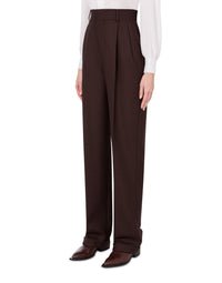 Pantalon oversize en laine - Brown