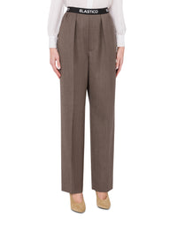 Elastic Band wool canvas trousers
 - Brown