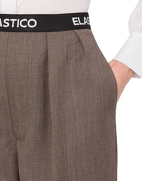 Elastic Band wool canvas trousers
 - Brown