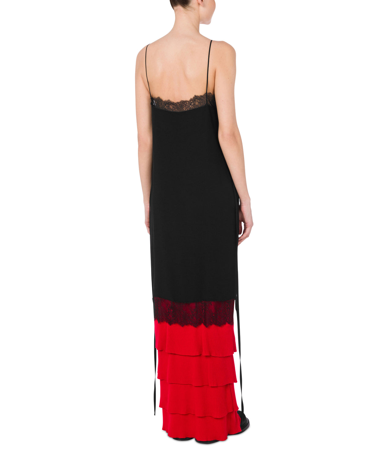 Robe longue en satin à un motif - Black