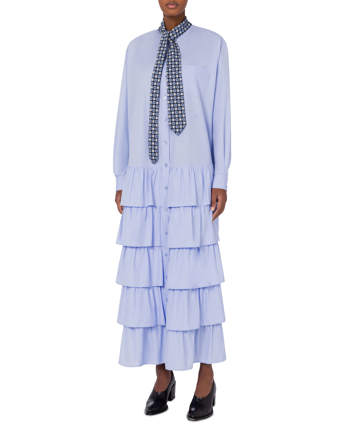 Robe longue en popeline de coton - Blue