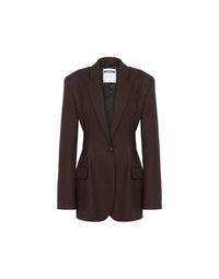 Peace jacquard wool jacket
 - Brown