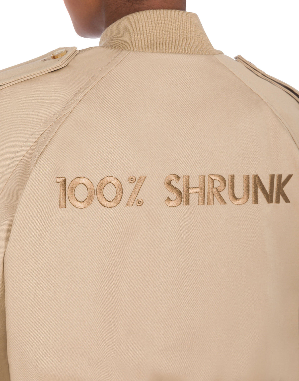 Cotton embroidered bomber jacket - Beige
