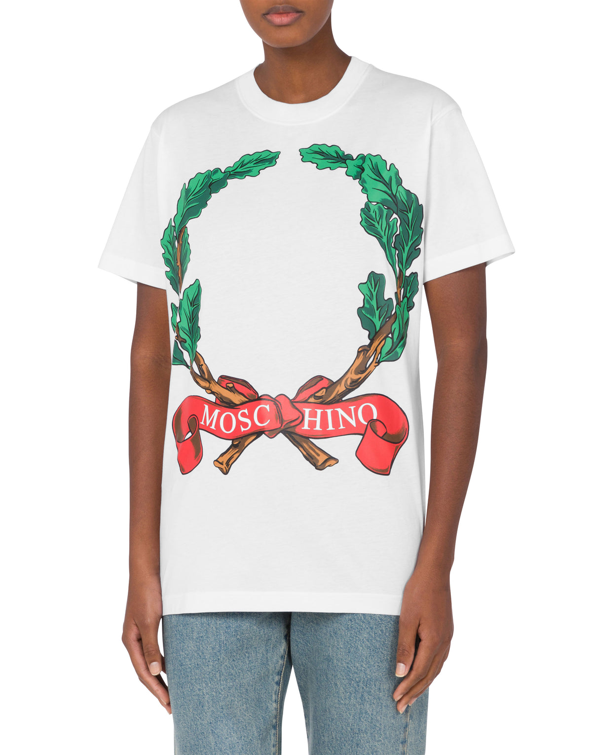 T-shirt à imprimé Laurel Crown en coton - White