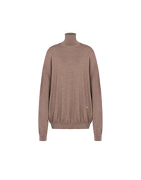 Pull à col montant en laine mérinos - Beige