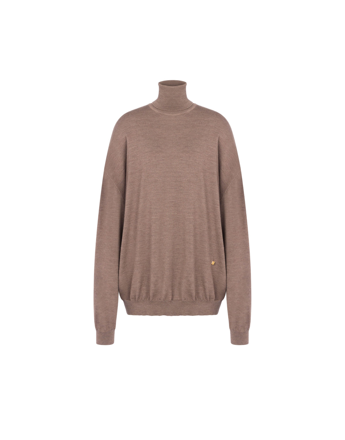 Pull à col montant en laine mérinos - Beige