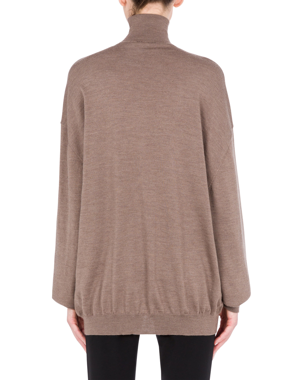 Pull à col montant en laine mérinos - Beige