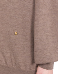 Pull à col montant en laine mérinos - Beige
