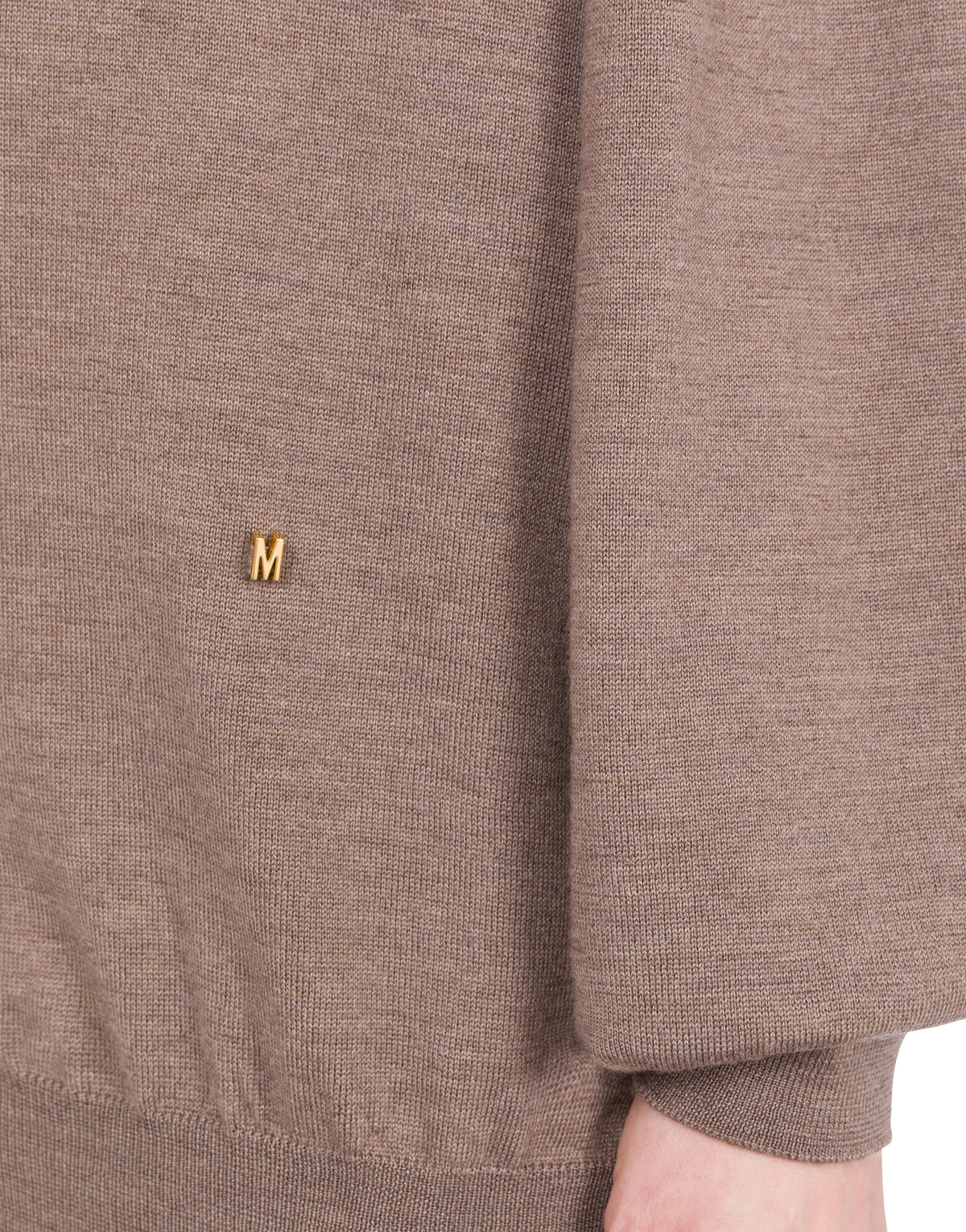 Pull à col montant en laine mérinos - Beige