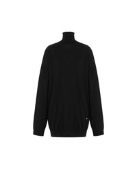 Pull à col montant en laine mérinos - Black