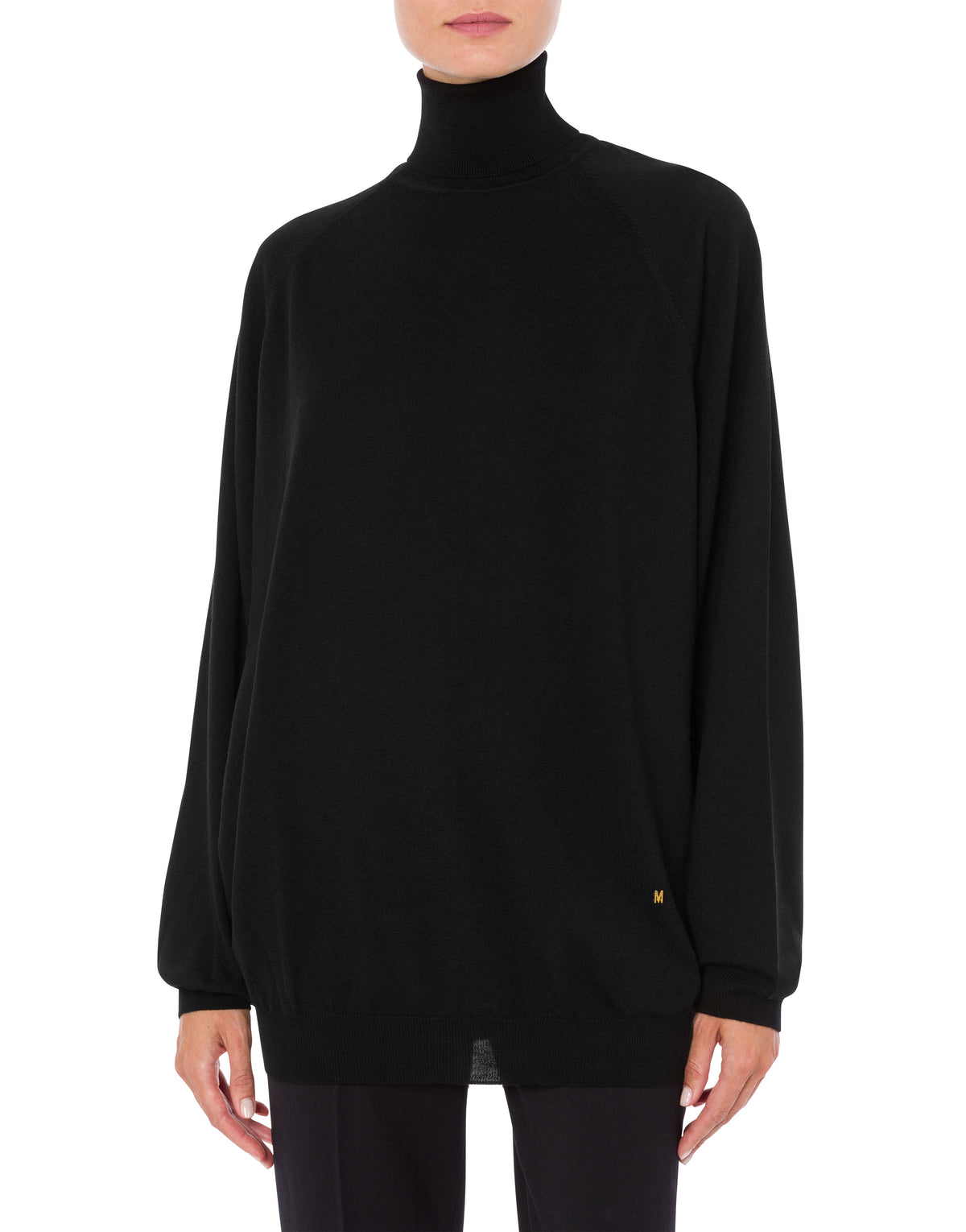 Pull à col montant en laine mérinos - Black