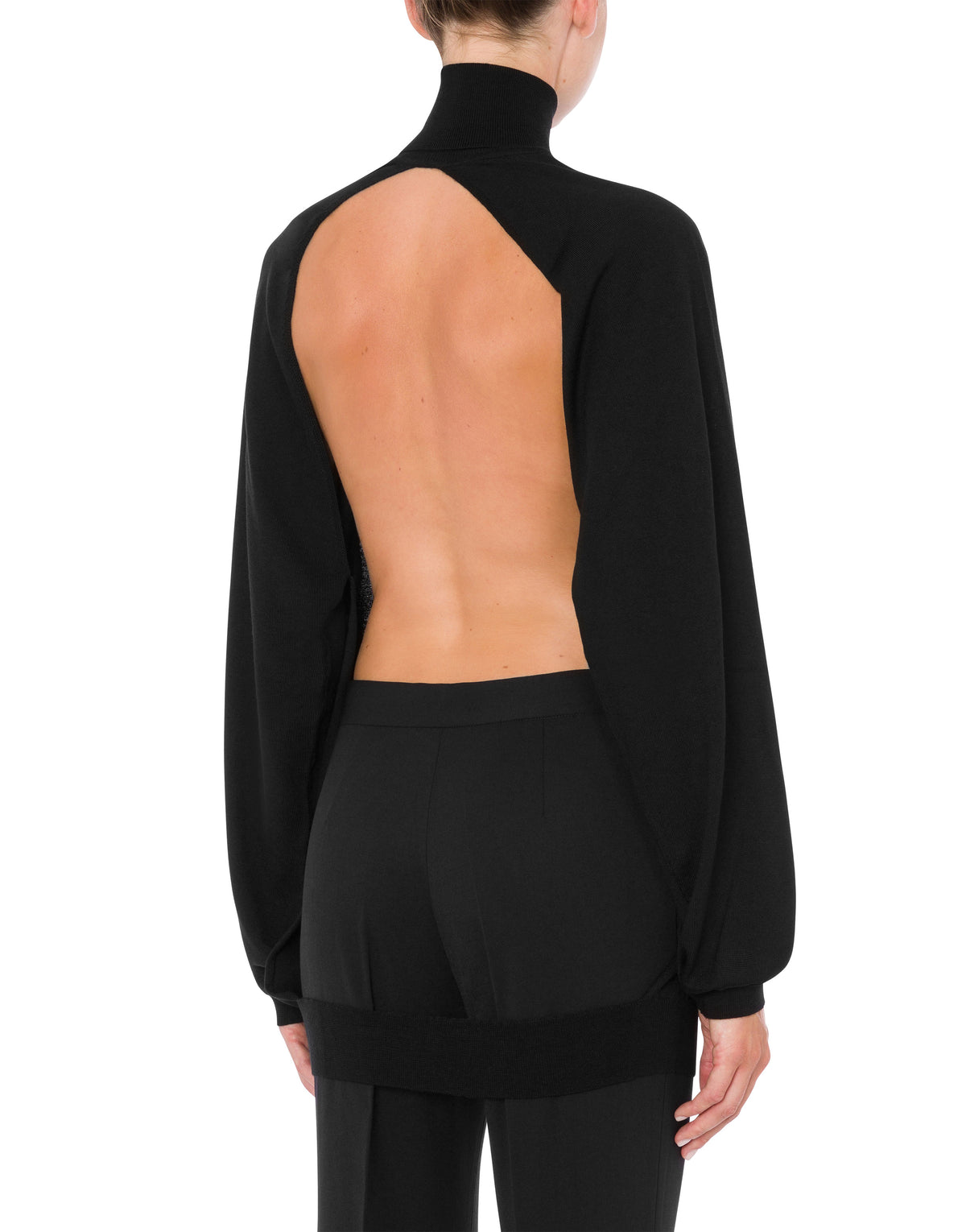 Pull à col montant en laine mérinos - Black