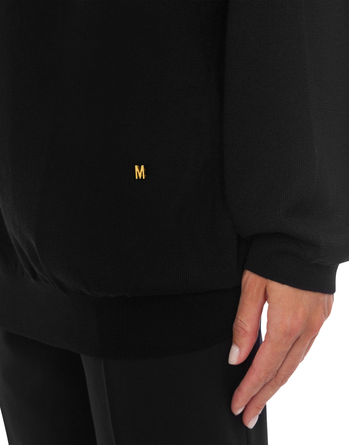 Pull à col montant en laine mérinos - Black