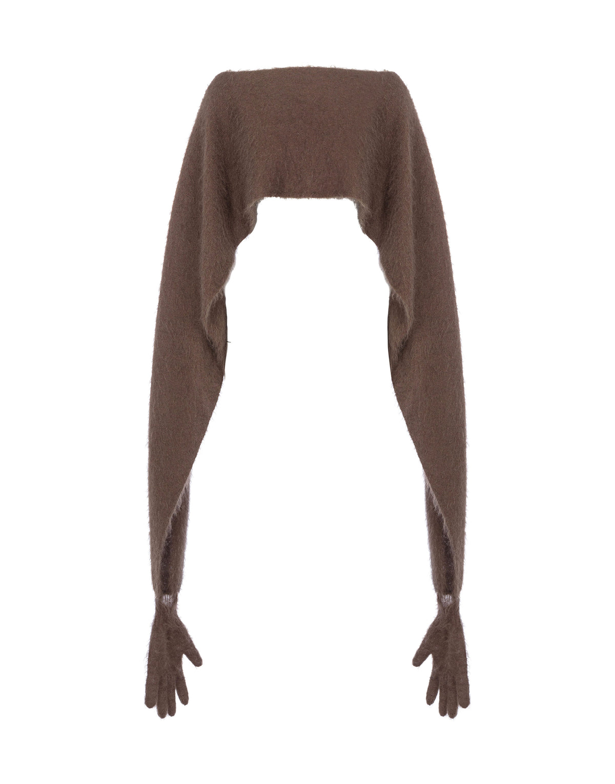 Brushed mohair cape - Brown