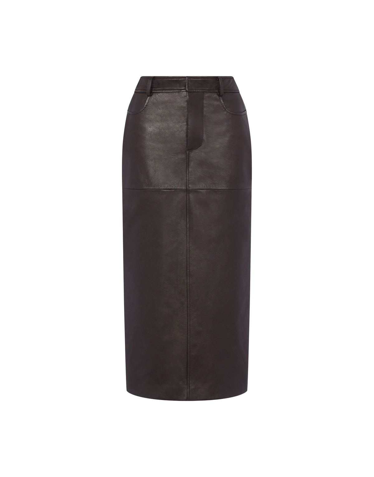 Nappa leather midi skirt - Brown