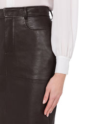 Nappa leather midi skirt - Brown